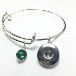 Snap Bracelet for Snap Jewelry with Green Charm